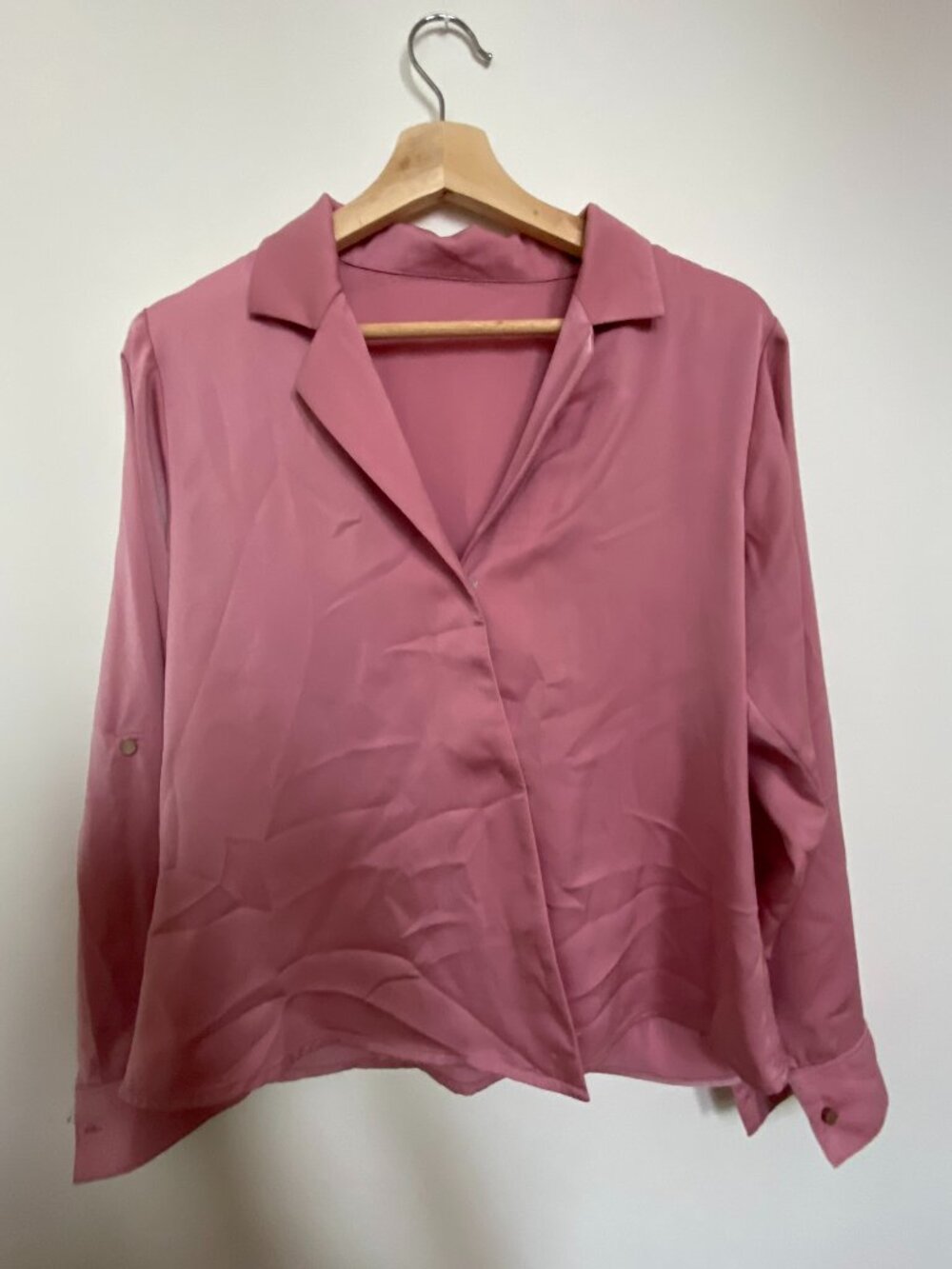 Pink Silk Longsleeve Blouse